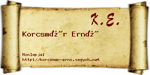 Korcsmár Ernő névjegykártya