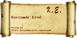Korcsmár Ernő névjegykártya