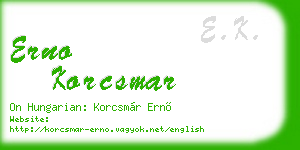 erno korcsmar business card