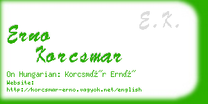 erno korcsmar business card